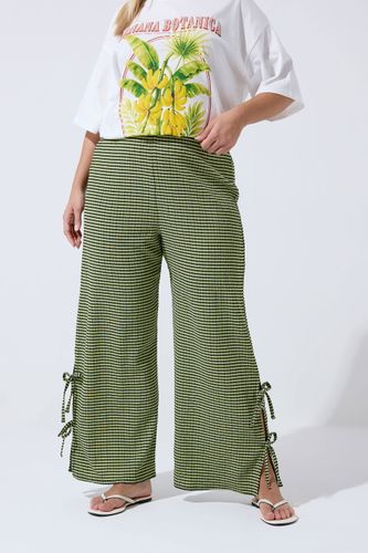 Pantalon Curve À Carreaux Vert Kaki Et À Nouer Sur Les Côtés Size 48 - Limited Collection - Modalova