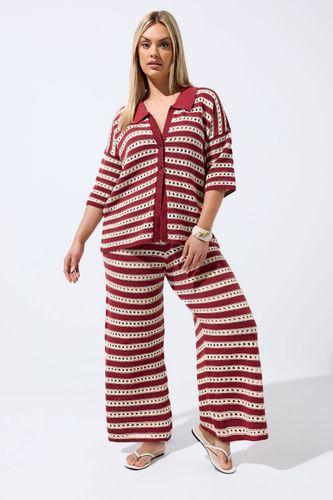 Chemise En Crochet Bordeaux À Rayures Size 46-48 - Limited Collection - Modalova