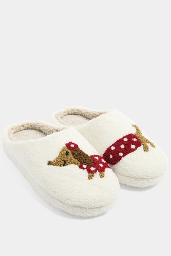 Chaussons Mules Blancs Motif Teckelsize 42-43 - Yours - Modalova