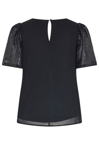 Top Noir Avec Manches À Sequins Size 40 - Yours - Modalova