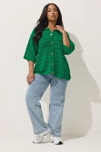 Chemisier Vert En Crochet Boutonné Size 54-56 - Limited Collection - Modalova