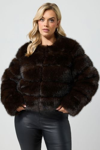 Manteau À Empiècements En Fausse Fourrure Marron Chocolat Size 38-40 - Yours London - Modalova