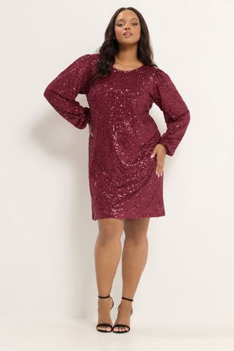 Robe Rouge Façon Allover À Sequins Size 40 - Yours - Modalova