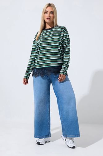Top Vert En Coton À Rayures Et Ourlet En Dentelle Size 42 - Limited Collection - Modalova