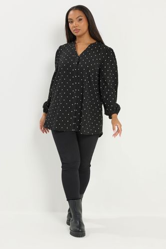 Chemisier Grande Taille Noir À Encolure Fendue Et Pois Size 66-68 - Yours - Modalova