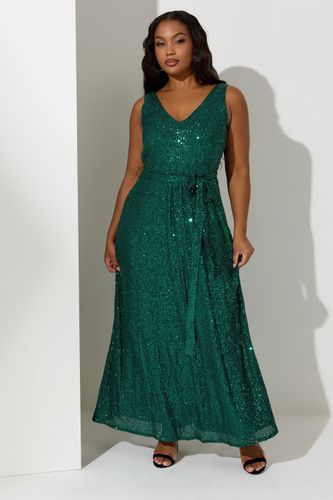 Robe Maxi Émeraude À Sequins En Jersey Size 46 - Yours London - Modalova