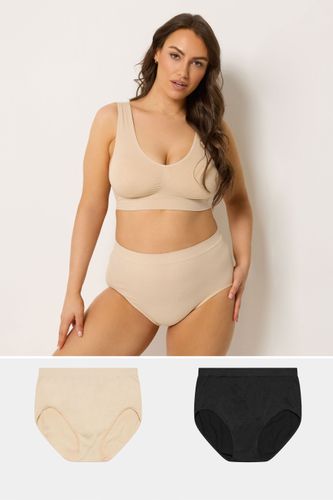 Lot De 2 Culottes Couvrantes Sans Coutures Et Légèrement Gainantes Noir/Chair Size 38-40 - Yours - Modalova