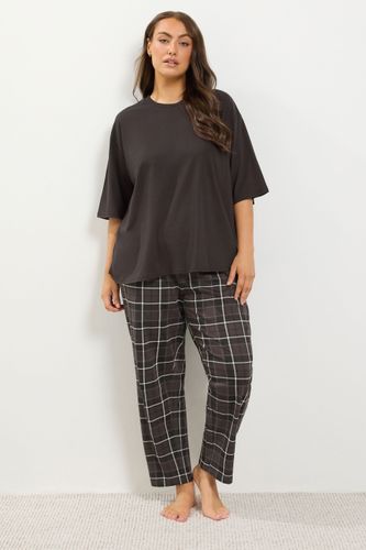 Pantalon De Pyjama Large En Coton Marron Chocolat À Carreaux Size 46-48 - Yours - Modalova