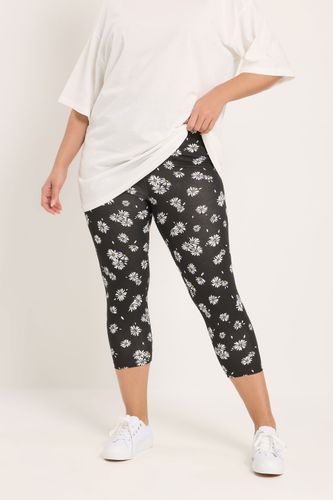 Lot De 2 Leggings Raccourcis Noirs À Marguerites Size 54 - Yours - Modalova