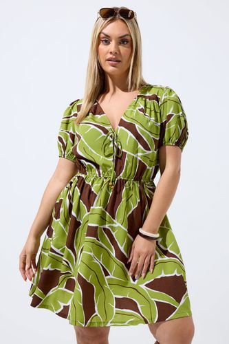 Robe Courte Verte À Imprimé Feuille De Palmier Size 40 - Limited Collection - Modalova