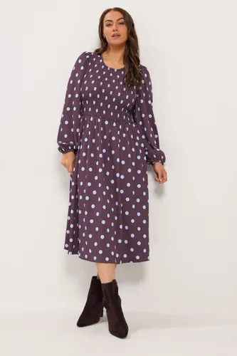 Robe À Basque Violette À Pois Size 54-56 - Yours - Modalova