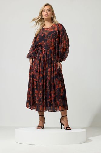 Robe Plissée Rouge À Fleurs Floues Size 40 - Yours London - Modalova