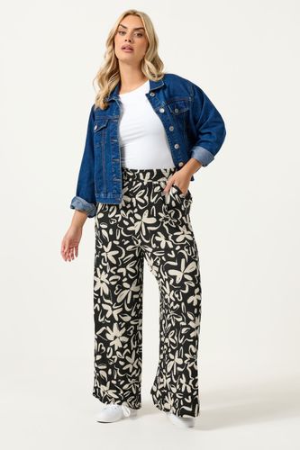 Pantalon Texturé Noir À Motif Floral Grande Taille Size Regular > 44 - Yours - Modalova