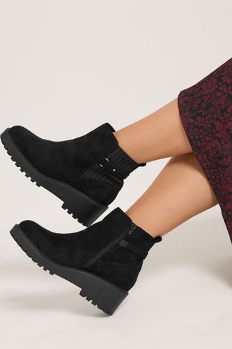 Bottes Noires À Talons Compensés Et Boucles, Coupe Extralarge Eeesize 42EEE - Yours - Modalova