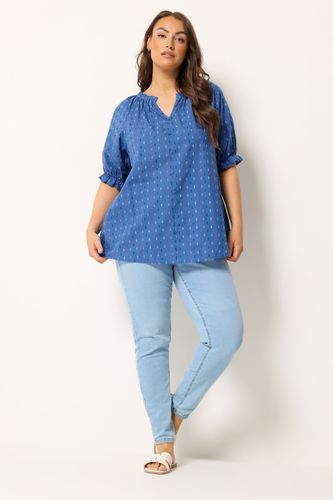 Top Bleu À Motif Plumetis Avec Col Volanté Size 50-52 - Yours - Modalova