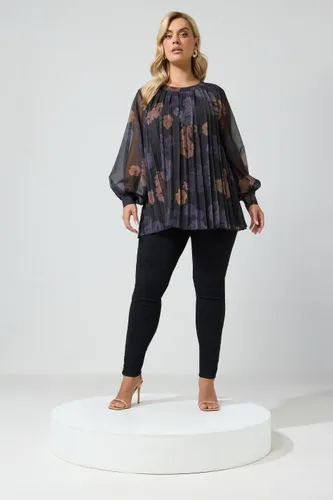 Blouse Noire À Fleurs Size 40 - Yours London - Modalova