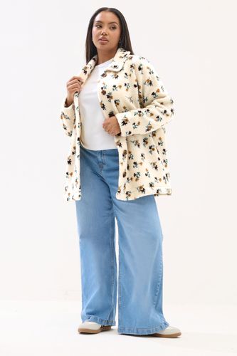 Veste Polaire En Peluche Ivoire À Fleurs Size 50-52 - Yours - Modalova