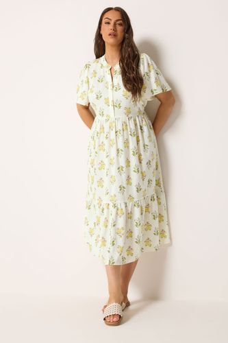 Robe Crème À Fleurs Avec Demipatte De Boutonnage Size 54-56 - Yours - Modalova