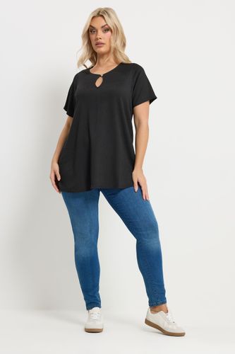 Top Noir Texturé Avec Détail Goutte D'eau Size 62-64 - Yours - Modalova