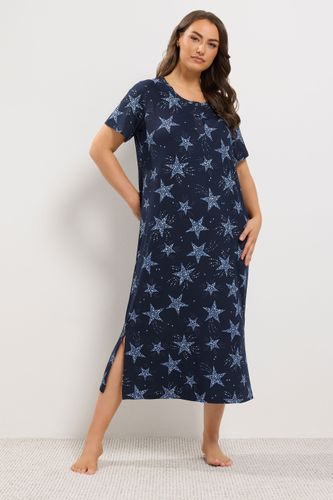 Chemise De Nuit Milongue Bleu Marine À Boutons Et Motif Étoile Size 38-40 - Yours - Modalova