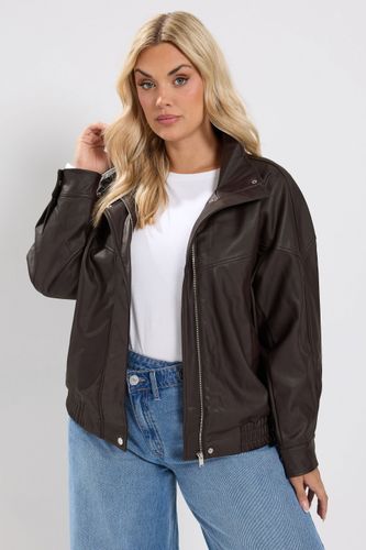Veste À Col Cheminée En Similicuir Marron Chocolat Size 42 - Yours - Modalova