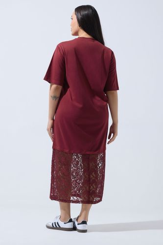 Robe En Coton Bordeaux À Ourlet En Dentelle Size 46 - Limited Collection - Modalova