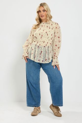 Blouse Froncée Blanche À Fleurs Size 58-60 - Yours - Modalova