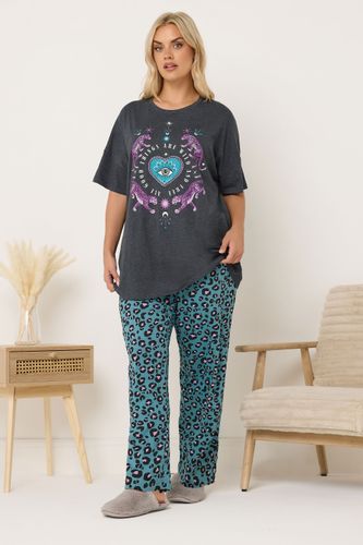 Pyjama Grande Taille Coupe Large « Wild And Free » Anthracite/Léopard Size 54-56 - Yours - Modalova