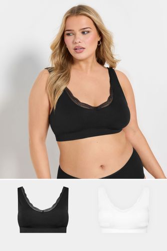Lot De 2 Brassières Noires & Blanches Encolure Dentelle Size 62-64 - Yours - Modalova