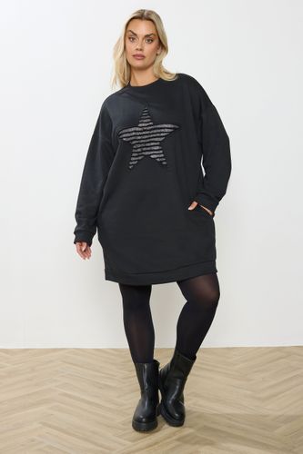 Robe Sweatshirt Noire Métallisée Size 54-56 - Yours - Modalova