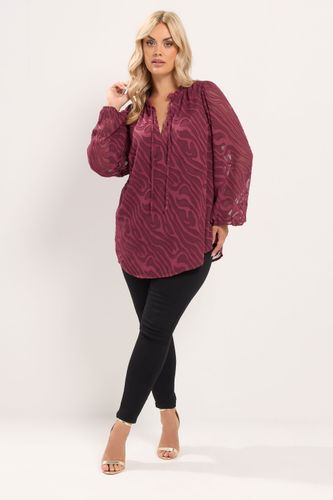 Blouse Rouge Texturée À Motif Abstrait Avec Col Volanté Size 42 - Yours - Modalova