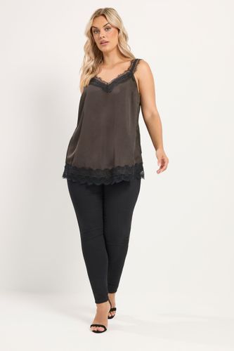 Débardeur Marron Chocolat En Dentelle Avec Ourlet Size 50-52 - Yours - Modalova