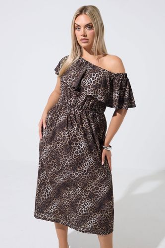 Robe Marron Léopard À Volants Size 44 - Limited Collection - Modalova