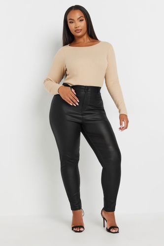 Skinny Jean Noir Ava Effet Cuir Size 62-64 - Yours - Modalova
