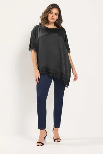 Plus Size Asymmetric Lace Hem Top Size 42 - Yours - Modalova