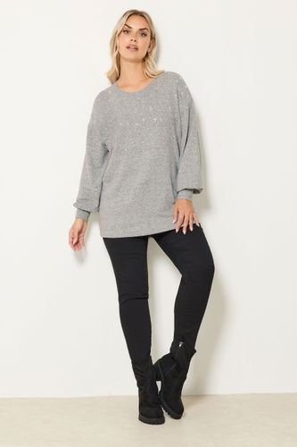Pull Gris Clair Orné De Diamants Size 46 - Yours - Modalova