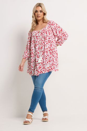 Blouse Rouge À Petites Fleurs Size 50-52 - Yours - Modalova