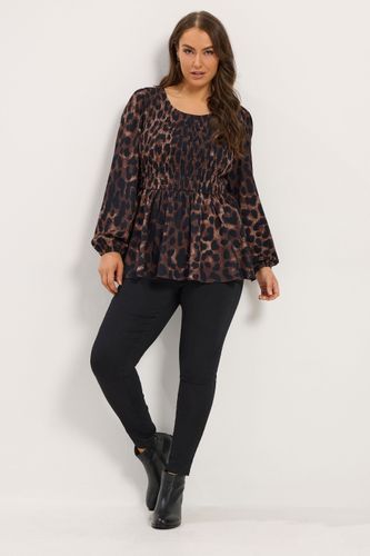 Top Péplum Froncé Marron À Imprimé Léopard Size 40 - Yours - Modalova