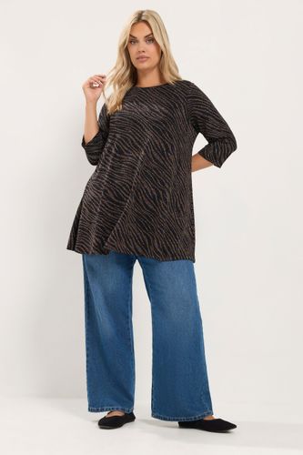 Top Noir Jacquard À Sequins Motif Animal Grande Taille Size 46 - Yours - Modalova