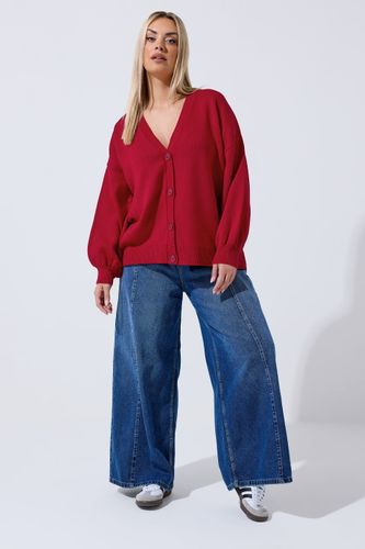 Cardigan En Maille Rouge À Manches Ballon Size 42-44 - Limited Collection - Modalova