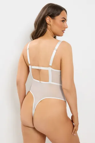 Body Grande Taille Blanc Brodé De Fleurs À Bretelles Size 100E - Playful Promises - Modalova