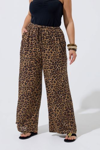 Pantalon À Effet Froissé Marron Léopard Size 46 - Limited Collection - Modalova
