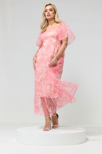 Robe Rose En Organza À Fleurs Size 44 - Yours London - Modalova