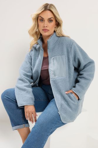 Polaire Grande Taille Entièrement Zippée En Imitation Peau De Mouton Bleue Size 48 - Yours - Modalova