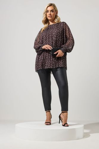 Blouse Marron Chocolat À Pois Size 48 - Yours London - Modalova