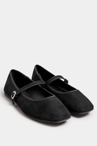 Ballerines Noires Effet Daim Carrées Avant Pieds Extra Larges Eee Size 38EEE - Yours - Modalova