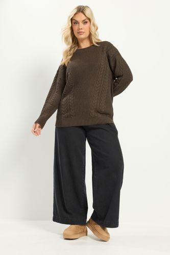 Pull Marron Chocolat En Maille À Empiècements Size 50-52 - Yours - Modalova