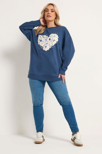 Sweatshirt Bleu À Imprimé Marguerites Clouté Size 42 - Yours - Modalova