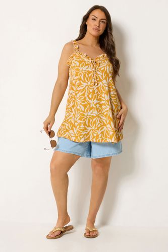 Débardeur Volanté Jaune À Motif Abstrait Size 44 - Yours - Modalova