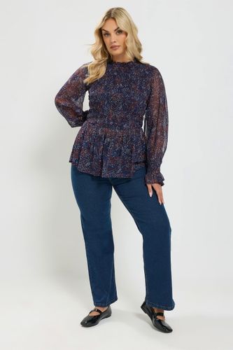 Top Smocké Devant Bleu Marine À Imprimé Cachemire Size 44 - Yours - Modalova